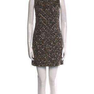 Alice & Olivia Bateau Black Sequin Mini Dress